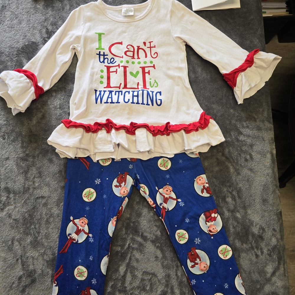 Festive Kids Pajamas Set - White and Blue